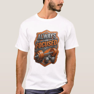 Witty Grey ALWAYS FOCUSED Text Design T-Shirt