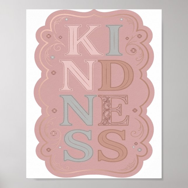 Witty Grey KINDNESS Slogan Design Poster (Front)