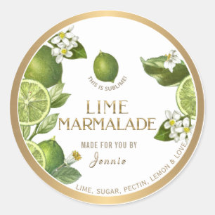 Witty Logo Design Elegant Lime Marmalade Classic Round Sticker