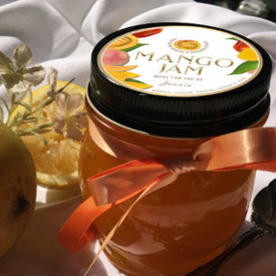 Witty Logo Design Elegant Mango Jam Preserves Classic Round Sticker