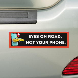 Witty Minimalist Phone-Free Driving Bumper Sticker