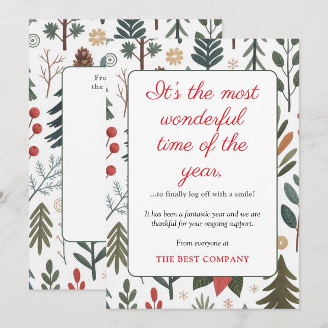 Witty Modern Botanics Corporate Christmas Card (Front/Back)