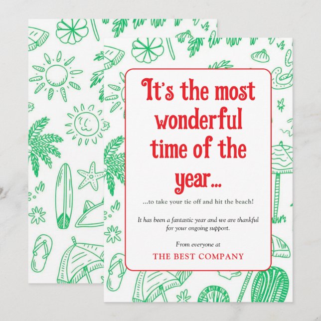 Witty Modern Summer Corporate Christmas Card (Front/Back)