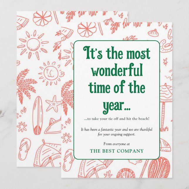 Witty Modern Summer Corporate Christmas Card (Front/Back)