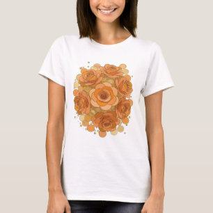 Witty Orange ORANGE ROSES AND GOLDEN STARS T-Shirt