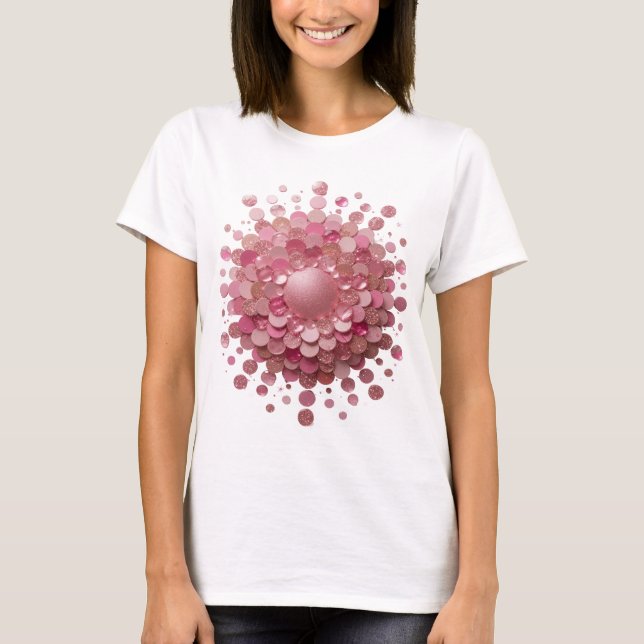 Witty Pink PINK GLITTER SPHERE Text Design T-Shirt (Front)