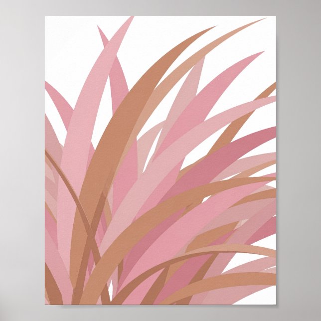 Witty Pink PINK LEAVES ON BLACK BACKGROUND Poster (Front)
