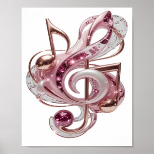 Witty Pink PINK MUSIC NOTES Design Poster