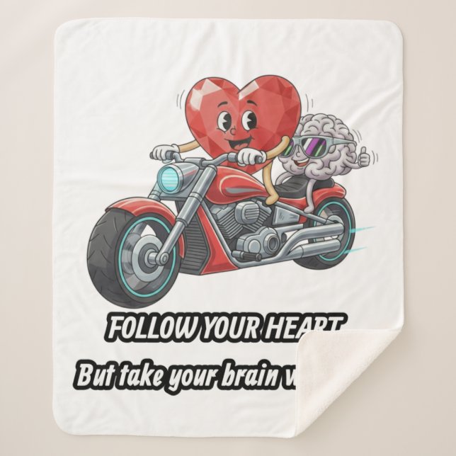 witty relationship quote gift heart riding bike sherpa blanket (Front)