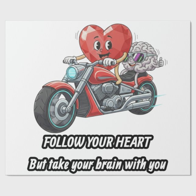 witty relationship quote gift heart riding bike wrapping paper (Flat)