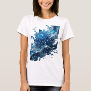 Witty Silver BLUE CRYSTAL WATER SPLASH Print T-Shirt