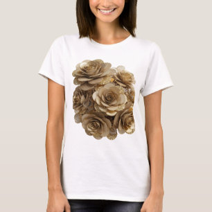 Witty Silver GOLDEN ROSES Bold Design T-Shirt