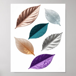 Witty Silver LEAFY Text Design Poster