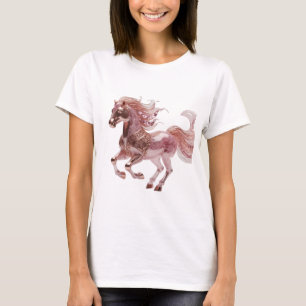Witty Silver ROSE GOLD PINK HORSE Modern Design T-Shirt