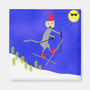 Witty Ski Kitty Gets Big Air Magnet
