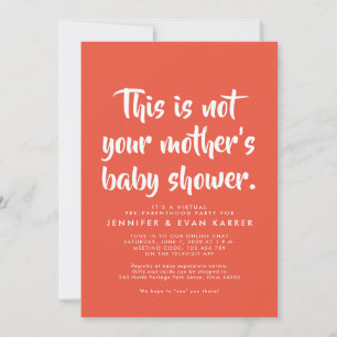 Witty virtual baby shower invitation in coral