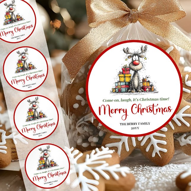 Witty whimsical reindeer sticker funny deer doodle (Witty whimsical reindeer sticker funny deer doodle

)