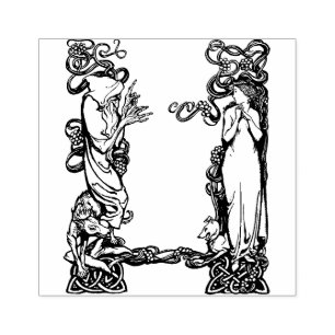 Wizard and Princess Vintage Art Rubber Stamp
