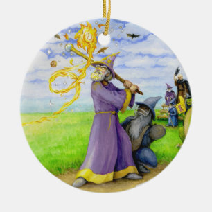 Wizard at Bat Ceramic Tree Decoration