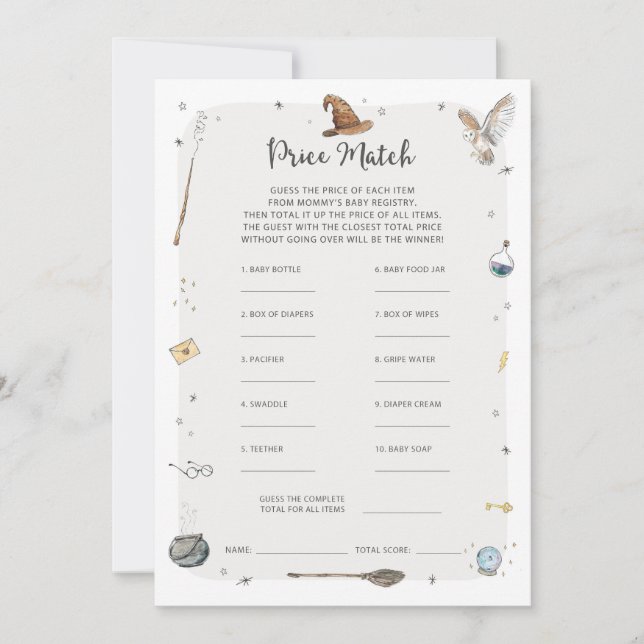 Wizard Baby Shower Baby Predictions Game Invitation (Front)