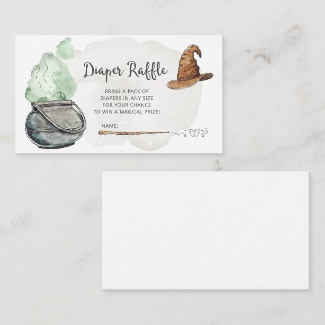 Wizard Baby Shower Diaper Raffle Card (Front/Back)