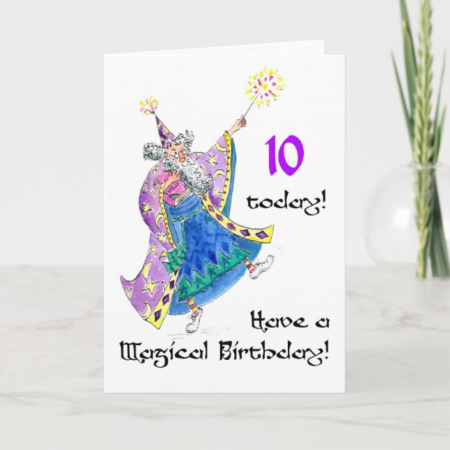 'Wizard' Birthday Card for a 10-year-old (Front)