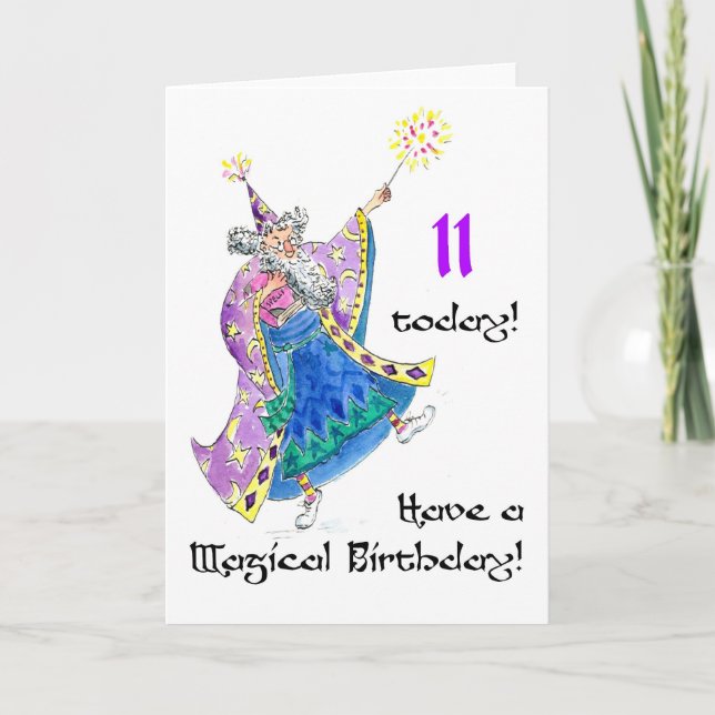 'Wizard' Birthday Card for a 11-year-old (Front)