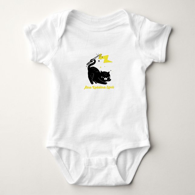 Wizard black cat - Abra Kadabra Spell Baby Bodysuit (Front)