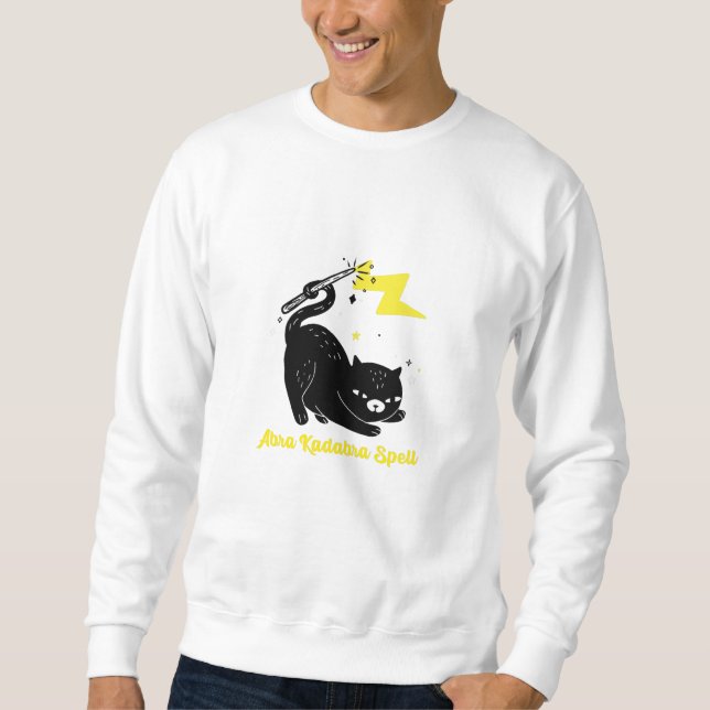 Wizard black cat - Abra Kadabra Spell Sweatshirt (Front)