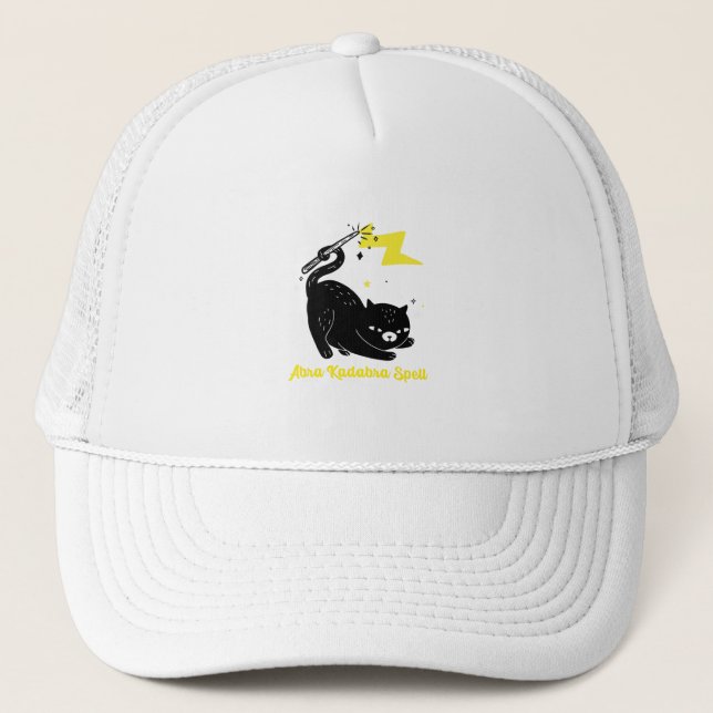 Wizard black cat - Abra Kadabra Spell Trucker Hat (Front)