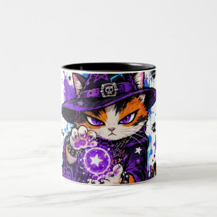 Wizard Calico Cat Halloween Two-Tone Coffee Mug