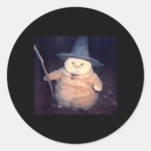 Wizard Cat Funny Halloween Cat Meme Classic Round Sticker