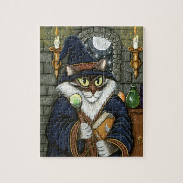 Wizard Cat Merlin Magician Magic Sorcerer Puzzle (Vertical)