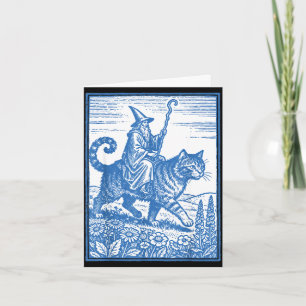 Wizard cat rider funny cute meme card