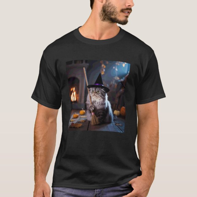 Wizard Cat Weird Funny Halloween Cat Meme T-Shirt (Front)
