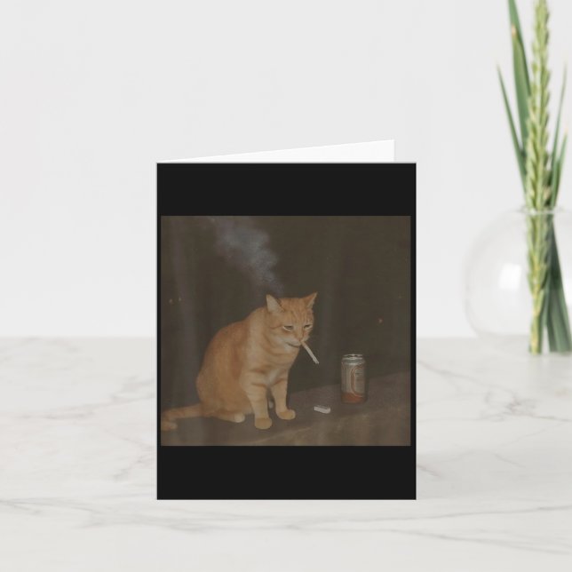 Wizard Cigarette Kitten Funny Smoking Cat Meme Bra Card (Front)