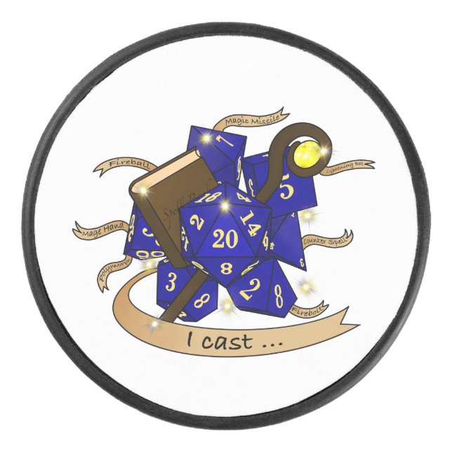 Wizard Dice Design Hockey Puck (Front)