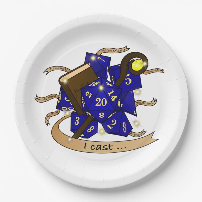 Wizard Dice Design Paper Plate (Front)