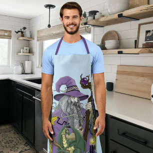Wizard Dragon Fantasy Purple Apron