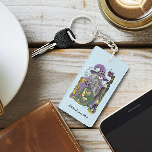 Wizard Dragon Fantasy Purple Key Ring