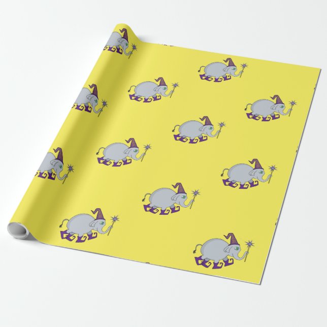 Wizard Elephant Wrapping Paper (Unrolled)