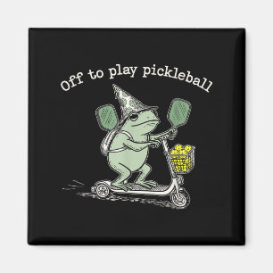 Wizard Frog Hold Racket Scooter Ride Off To Play P Magnet