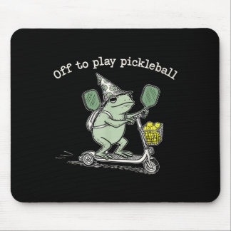 Wizard Frog Hold Racket Scooter Ride Off To Play P Mouse Pad