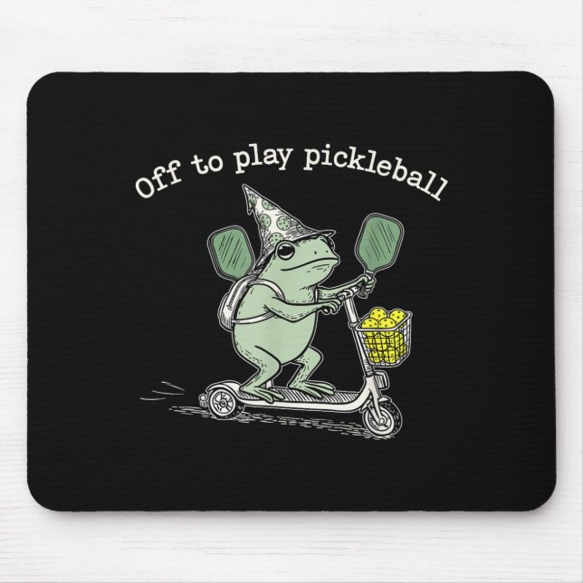 Wizard Frog Hold Racket Scooter Ride Off To Play P Mouse Pad (Front)