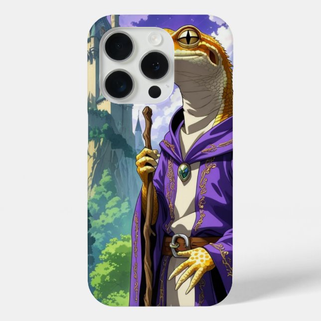 "Wizard Gecko – Retro Anime Medieval Magic Case-Mate iPhone Case (Back)