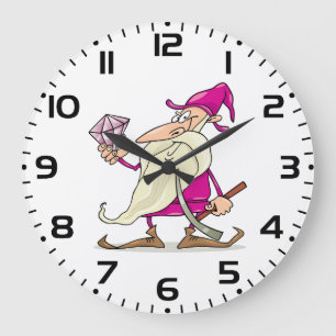 Wizard Gnome with Large Diamond Gemstone Large Clock