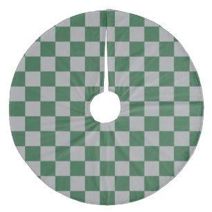 Wizard Green and Gray Checkered Fleece Tree Skirt