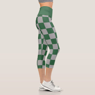 Wizard Green and Grey Chequered Capri Leggings