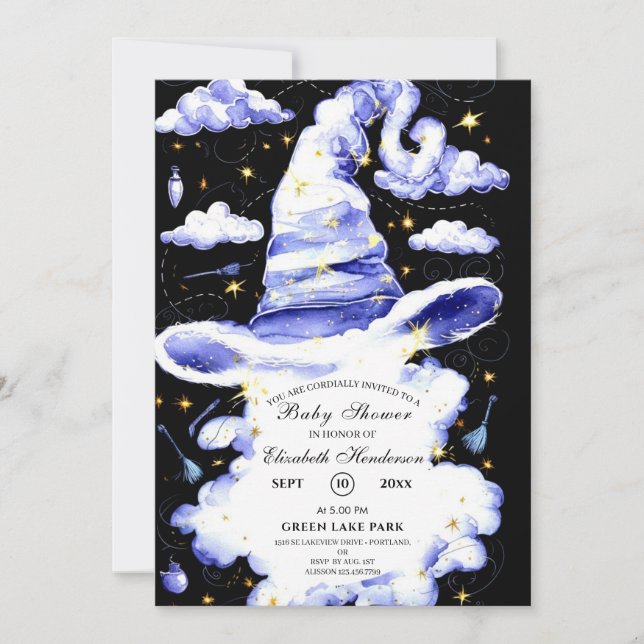 Wizard Hat Baby Shower Invitation (Front)