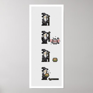 Wizard Is Hungry Column Pixel Art Poster